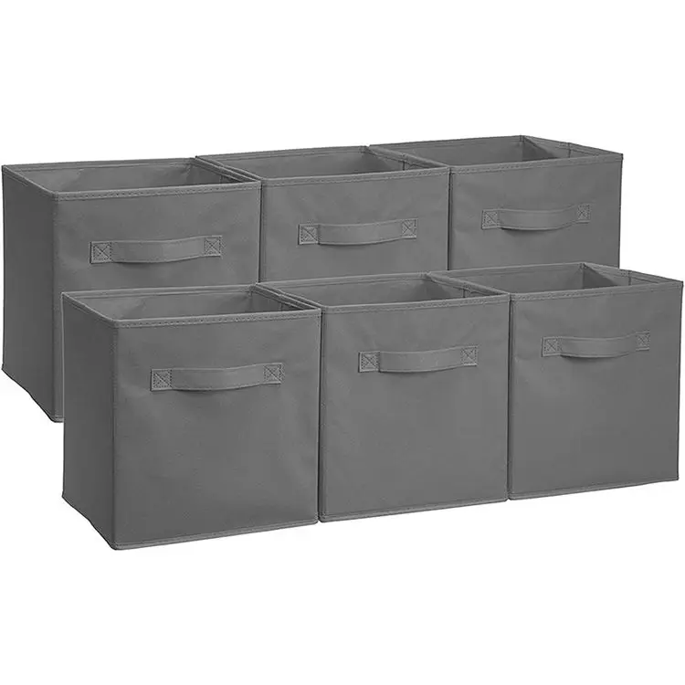 Factory Top Sale Non-woven Fabric 11 Inch Cube Foldable Storage Boxes Storage Box With Handles In Grey Or Color For Toys Clothes supplier