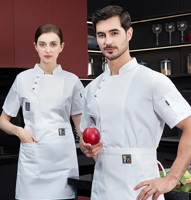 Absorbent Chef Uniform Short Sleeve Shirt Waterproof Kitchen Workwear Coat for Men Breathable Mesh Chef Jacket Uniforms