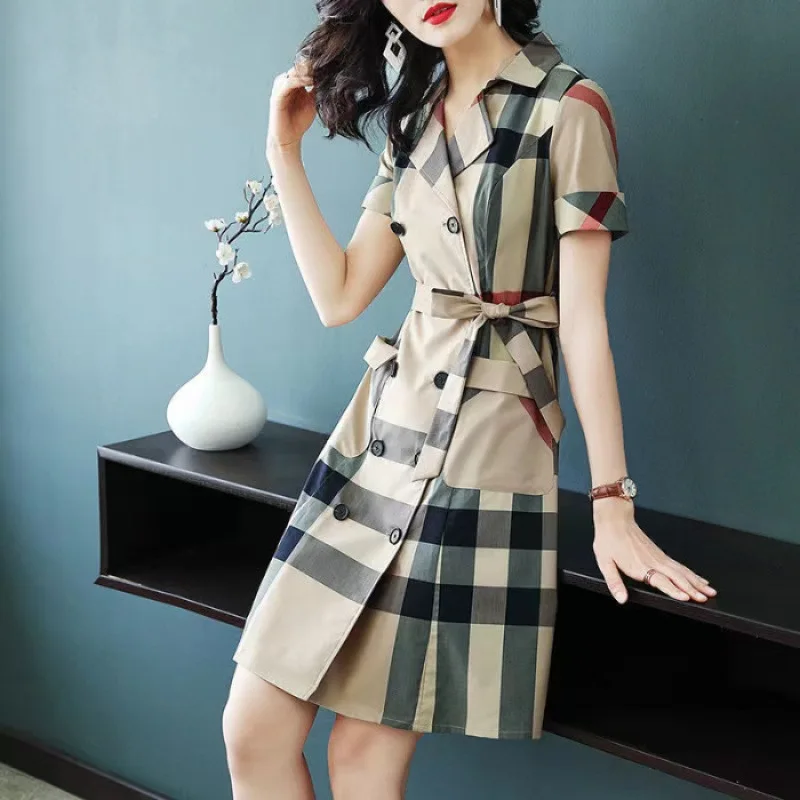 plaid print a line dress HATCH Collection The Molly Mini Dress in Madras Plaid