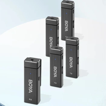 BOYA Four Channel Wireless Mic BY-W4 for Multi People Recording Interview and Vlogs with Smartphone Cameras