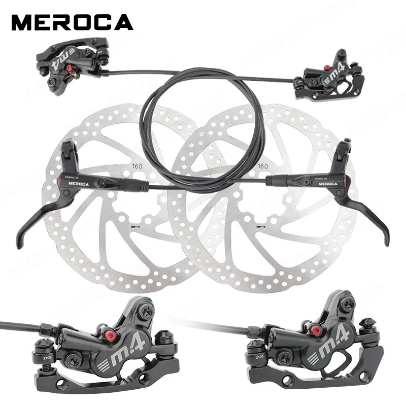 MEROCA M4 Bicycle Parts Cycling MTB 160mm Rotor Oil Disc Brake 4 Piston Hydraulic Disc Brake Bicycle Disc Brake Calipers