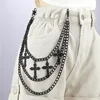 Cross pendant three-layer trouser chain