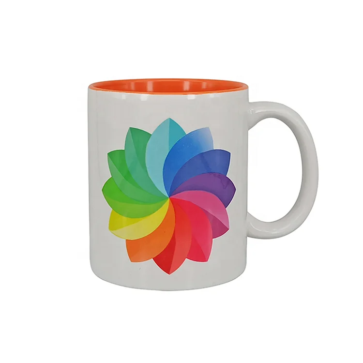 Customizable Sublimation 11 oz Blank Plain White Porcelain Mug Cup Mug Drinking Cup Two Tone Personal Photo Print Coffee Mug
