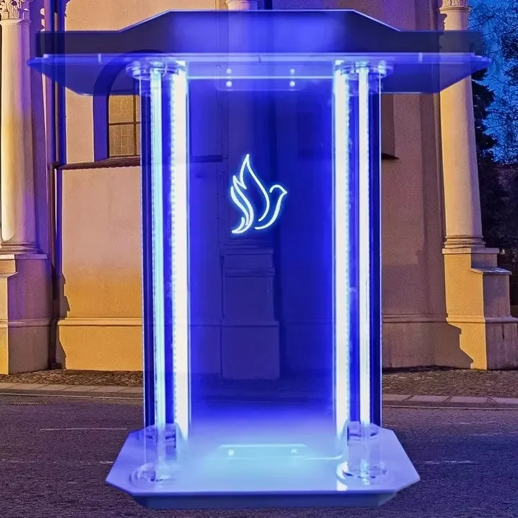 Podio de acrílico transparente, plataforma multiusos para presentador, podio desmontable para recepción, conferencias e mesa de sinatura
