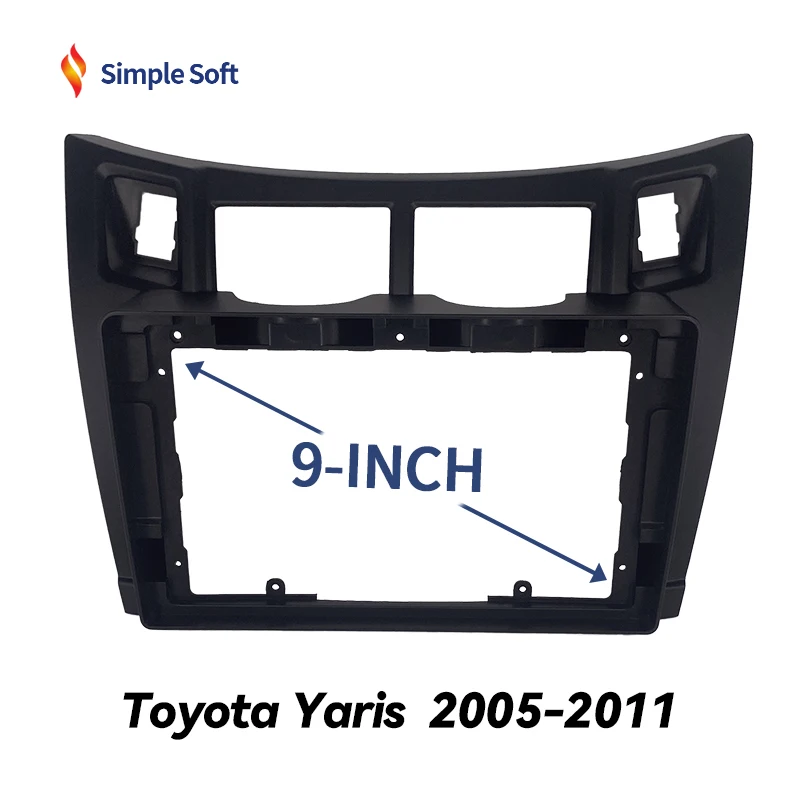 Simple Soft Navigation Frame Android Radio Frame 9 Inches Car Dvd Frame for 2005-2011 Toyota Yaris