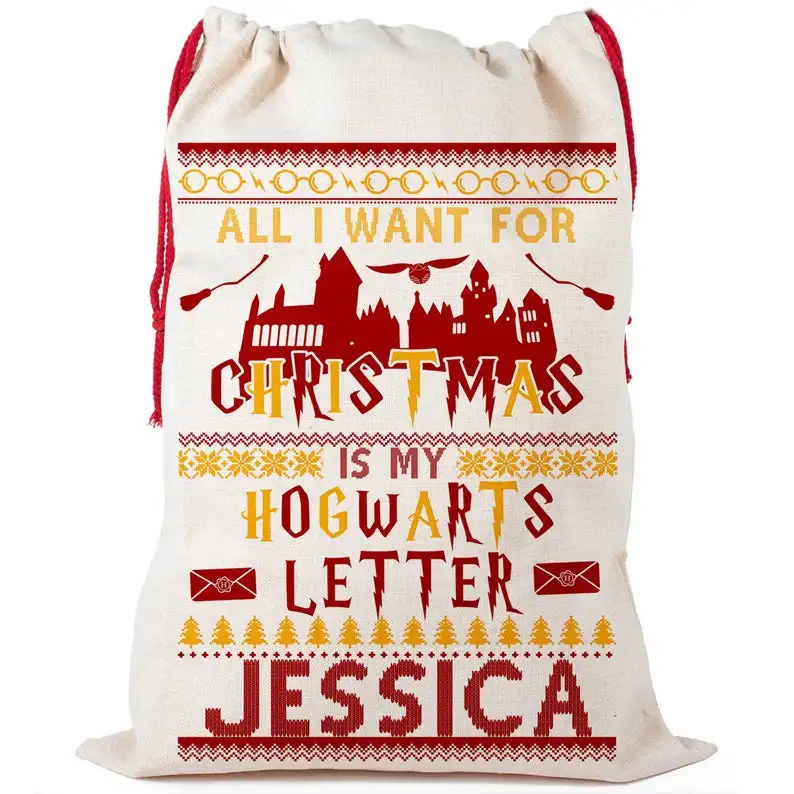 Personalised Harry Santa Sack Wizard Christmas Gift Bag Xmas Eve Girls Present NS017
