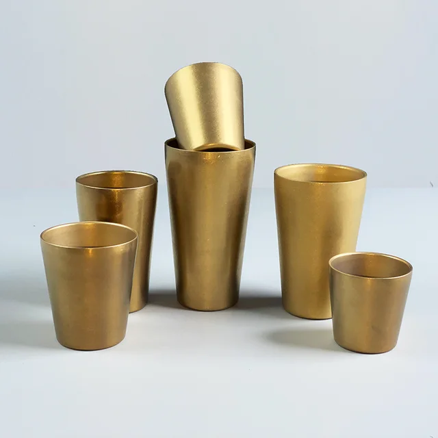 Hui-e 304Stainless Steel Double-LayerVintage Gold Cup Stackable Drinking Cup Coffee Mug