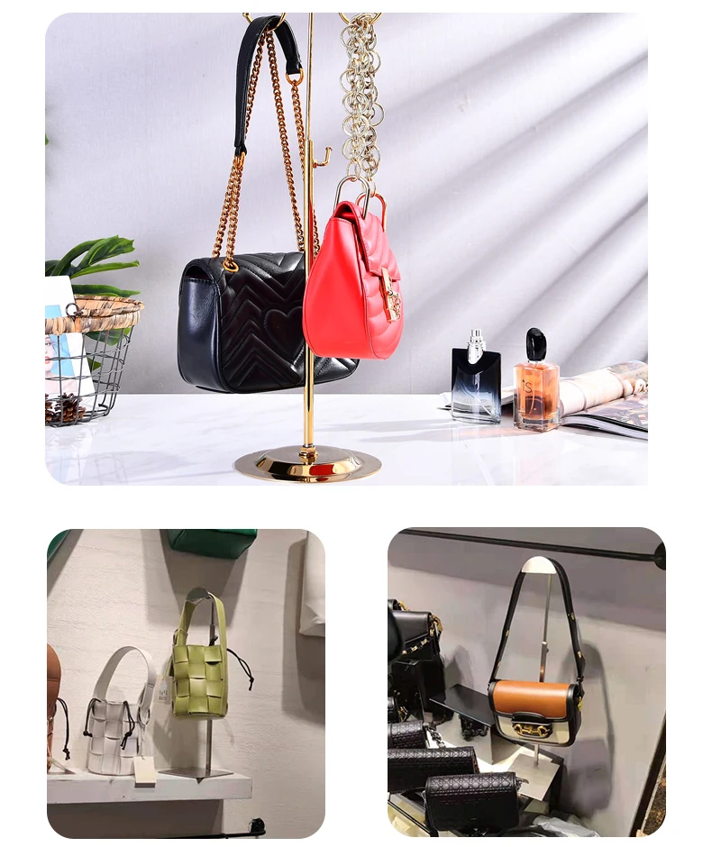 Kainice Customized Gold Stainless Steel Adjustable Handbag Display