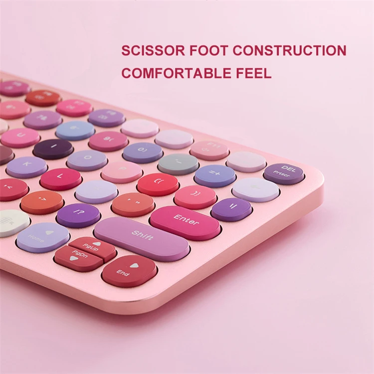 Rapoo Remolen Pre2 Mini 78Keys Round Mini Retro Woman Girl Wireless Bt Cute Colorful Keyboard Mobile Phone