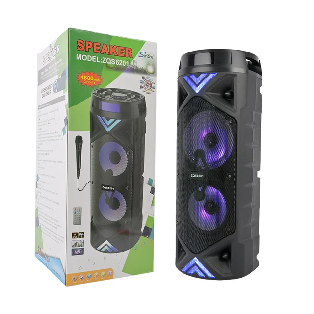 Sing-e ZQS6201 Double 6-Inch High Power DJ Bluetooth Karaoke Wireless Speaker TOP Sale Wholesale Price Home Use Aux Box Included