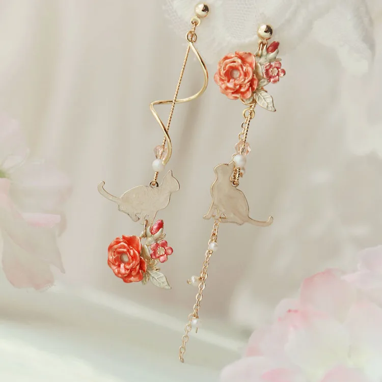 Korean Flower Drop Earrings for Women - Sweet & Stylish