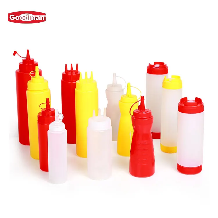 Food grade custom logo restaurant chilli ketchup dispenser bottles 16 oz FIFO plastic sauce condiment squeeze bottle