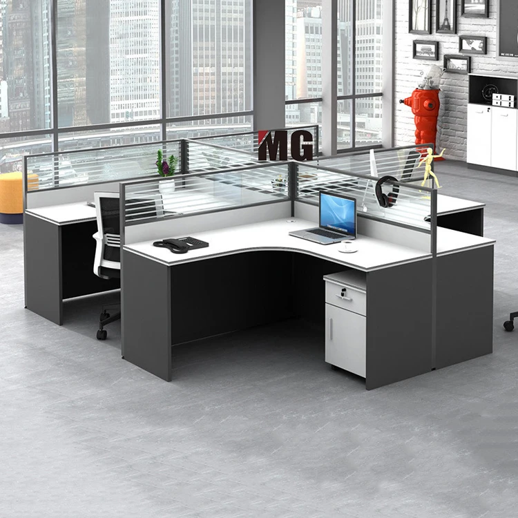 Wooden Staff Working Table Cubicles Desk Modern Office Work Station Modular Office Workstation