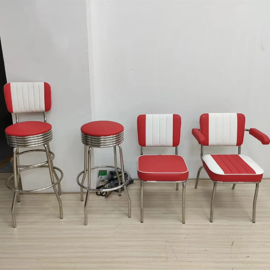 1950s Стиль Ретро американский винтажный промышленный обеденный металлический стул