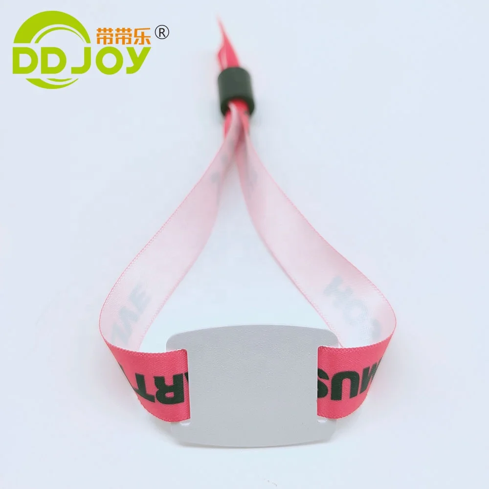 Disposable Custom Personalised Comfortable NFC Textile Bracelets Ribbon Fabric Festival Events RFID Woven Wristband