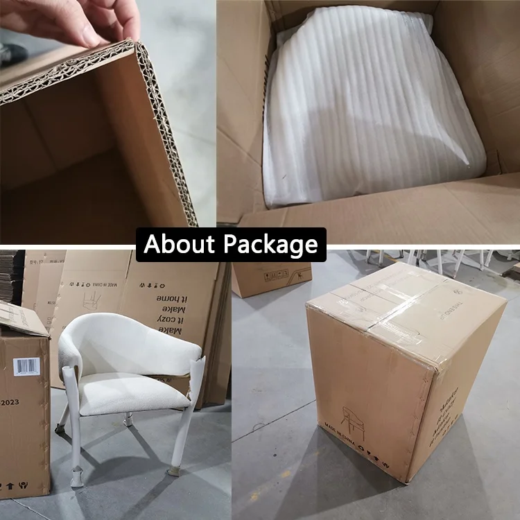 European Style Dinning Room Furniture Cafe Modern Luxury Kitchen Chairs Stainless Steel Boucle Accent Dining Chair With Gold Leg