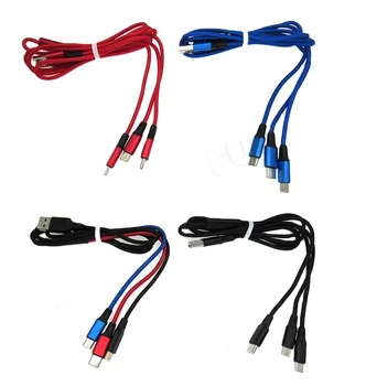 2021 wholesale 2.4A 3 in 1 multi fast charger nylon usb cable charger for iPhone 5/6/7/8/ x for type c for micro