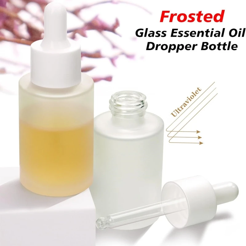 20 ml 30 ml 40 ml 50 ml 60 ml 80 ml 100 ml 120 ml Frosted Clear Cylinder Glass Bottle With White Smooth Glass Bullnose Dropper