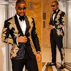 Mens Suits For Shinny Embroidered 2 Pieces Mens Blazers Sequin Tuxedos Men's Suits 2021 For Celebrity Host Jacket+pants