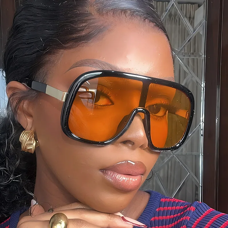 Vintage Oversized Y2k One Piece Sunglasses Women for Men Sun  display picture 3