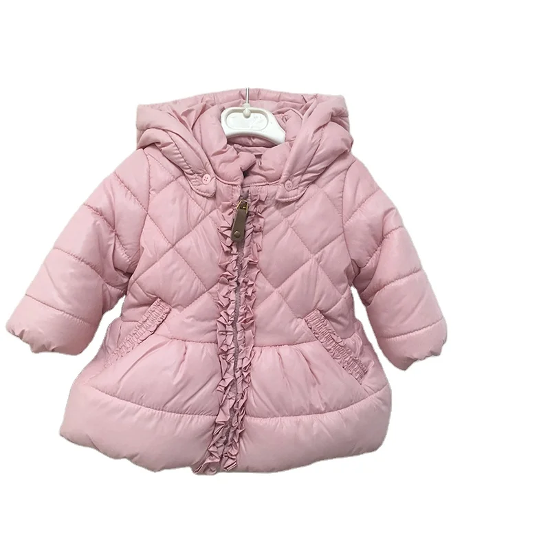 Sedex Boutique girls fashion coat Winter warm coat lovely cotton-padded coat lace pink jacket