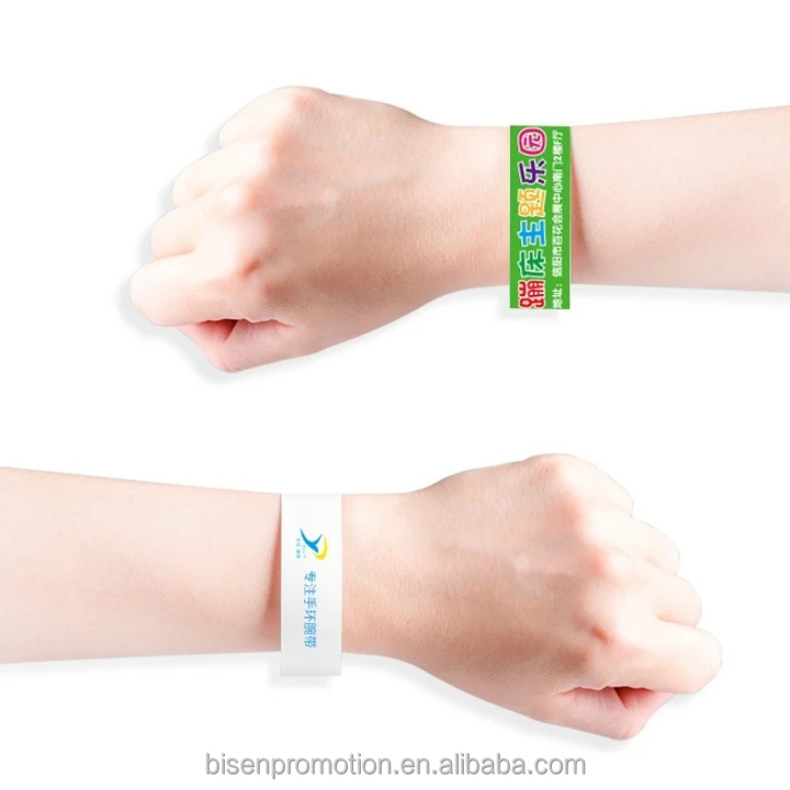 Custom Logo RFID Waterproof Disposable Ticket QR Code Wristband One Time Use Tyvek Festival Digital Printing Paper Event