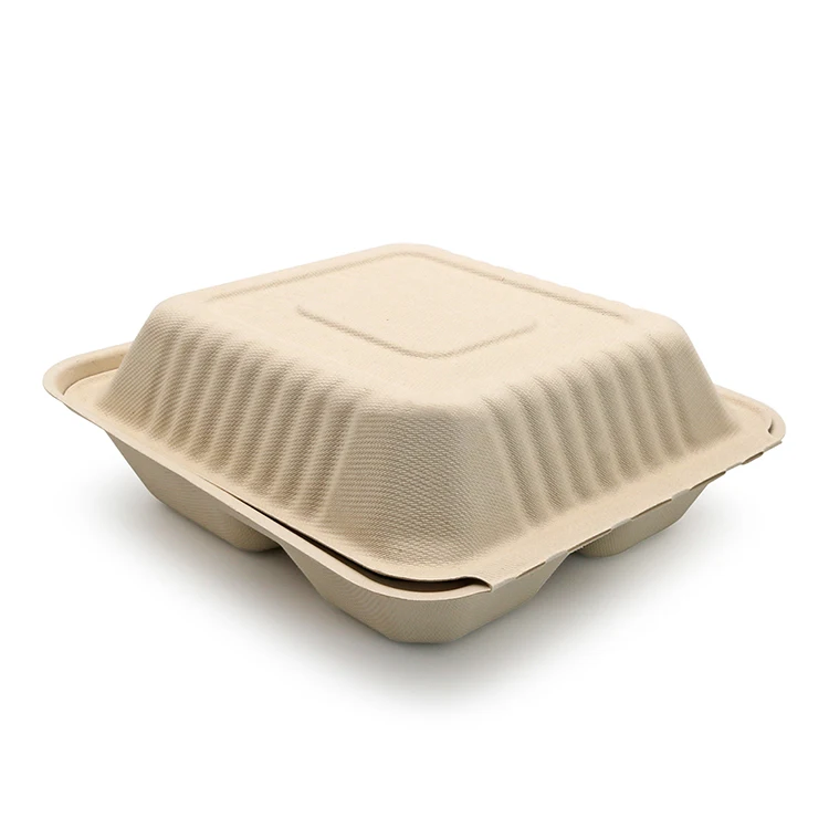 Compartment Clamshell Container Disposable Biodegradable Bowl Sugarcane