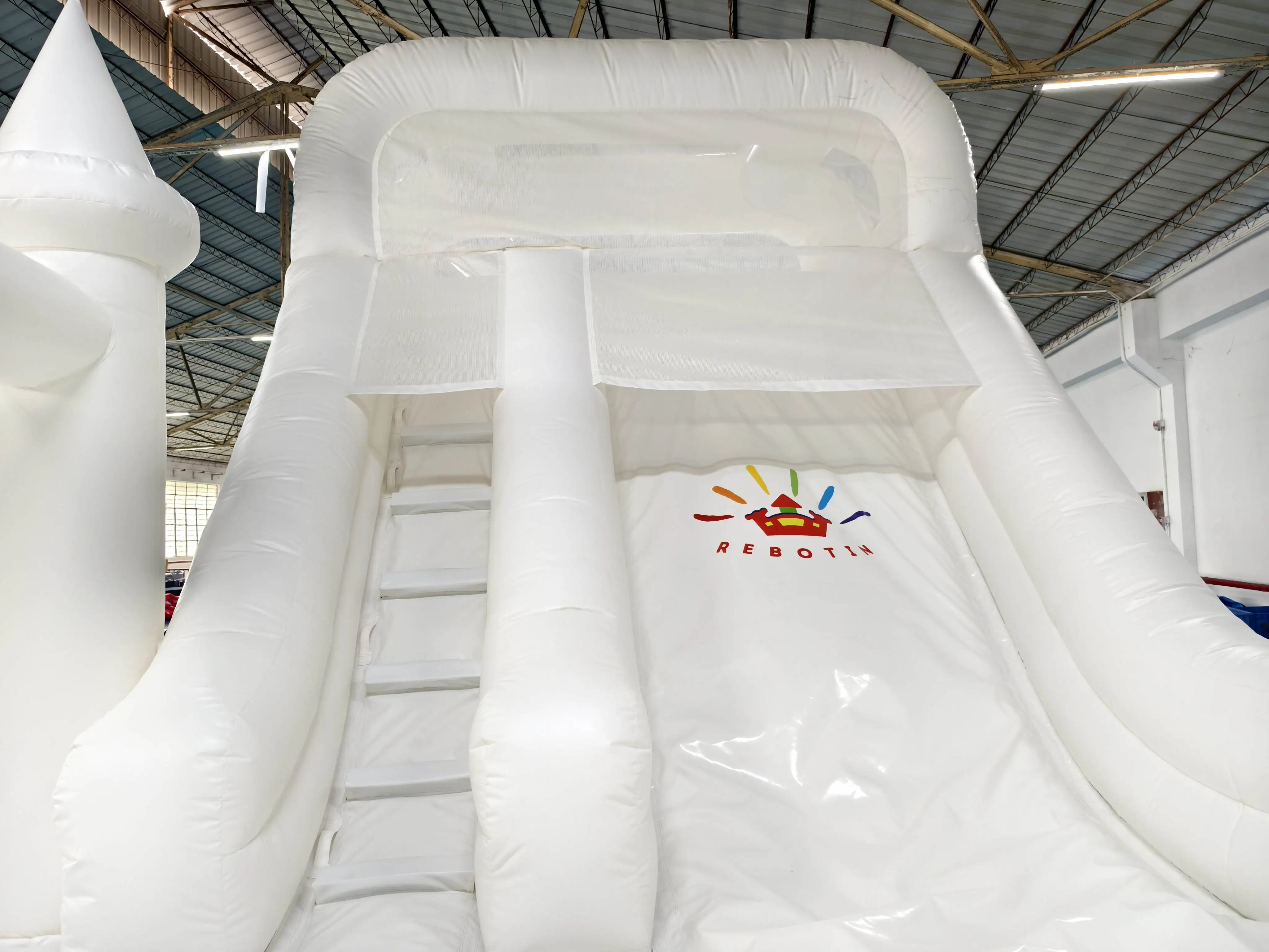 Commercial combo white bounce house with slide and ball pit inflatable bouncer amusement equipment for kids party factory