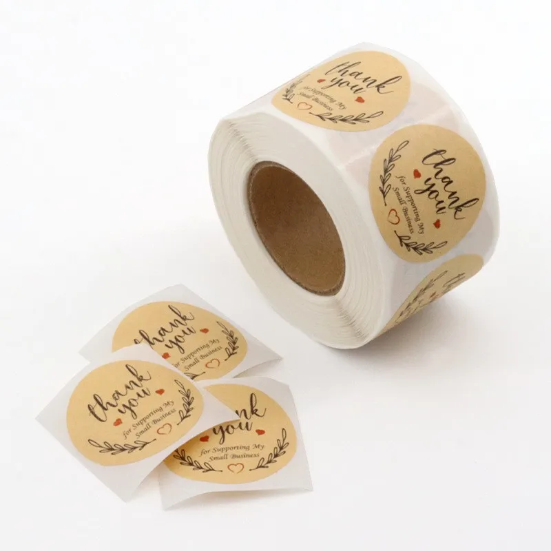 Customize Logo Labels Kraft Paper Round Stickers for Present Gift Box Stickers Packaging Thank You Labels
