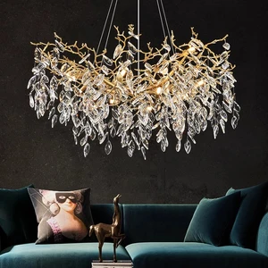 Crystal Chandelier Lights Overseas Spot Tree Branch Chandelier Round Raindrop Luxury Crystal Pendant Light