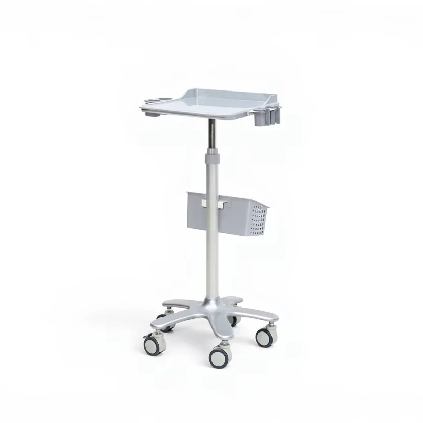 Compact Mobile Medical Trolley ABS Slip-Resistant Work Surface Detachable Storage Basket Narrow Profile for Hospital Hotel Use 2