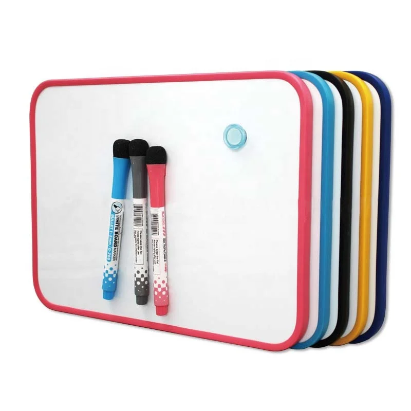 Petit Tableau Blanc A5 Portable Bleu - 24x16,5 Cm - Avec Support, 3 Stylos, Éponge & Chiffon - Idéal Enfant & Bureau