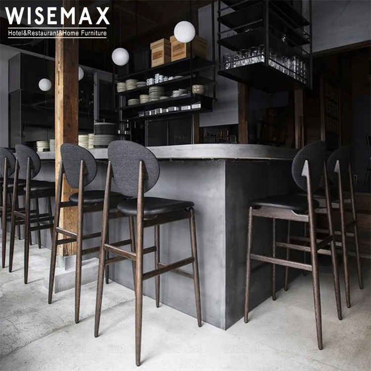 Wisemax Furniture Modern Bar Furniture Solid Wood Frame Bar Stool Black