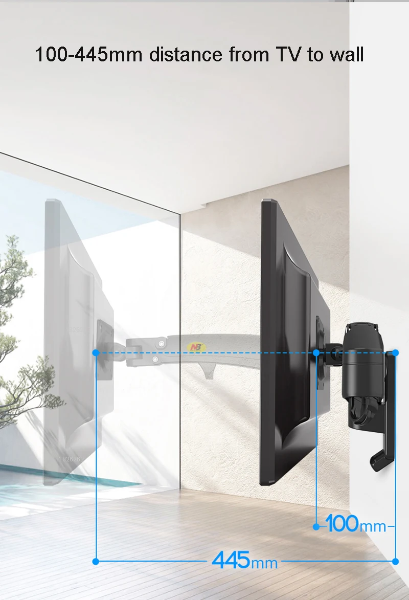 Support mural pour moniteur, bras articulé en alliage d'aluminium, rotation à 360°, compatible avec les écrans LED/LCD de 24 à 35 pouces, bras à ressort à gaz, charge maximale de 3 à 12 kg, référence F150_voghion.com