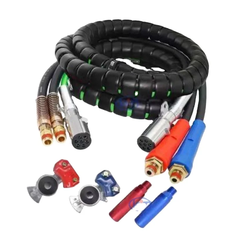 VIT 12' 3-IN-1 WRAP - 7 WAY ELECTRICAL TRAILER CORD CABLE ABS & AIR LINE HOSES