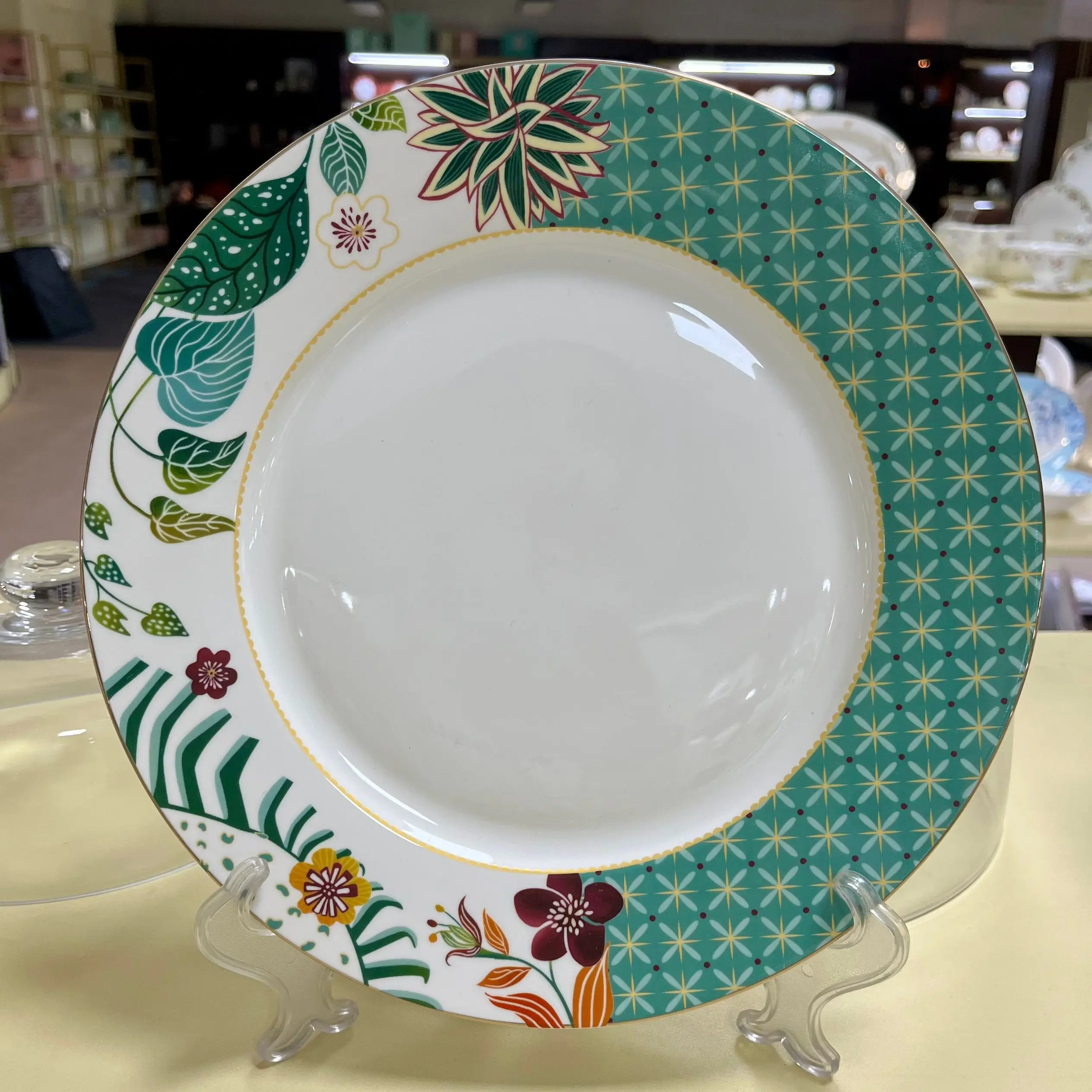 Microwave Safe Plates for Dessert Salad Dinner Plates 10.5 inch 7.5 inch Porcelain  Green Ceramic Salad plates