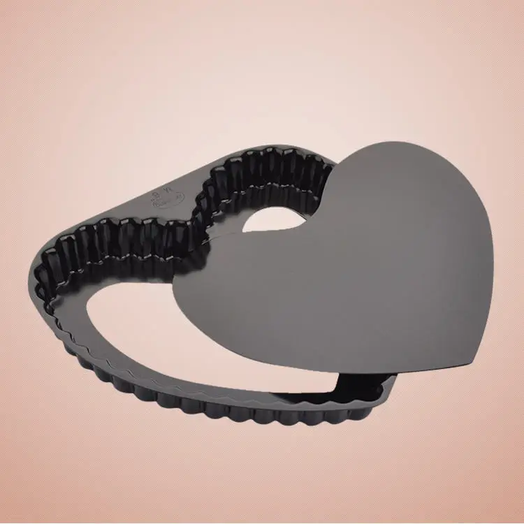 Non-Stick Pizza Pans Tray Steel Heart-Shaped Baking Pan Black Oven Durable Easy to Release Clean Reusable for Family Restaurant