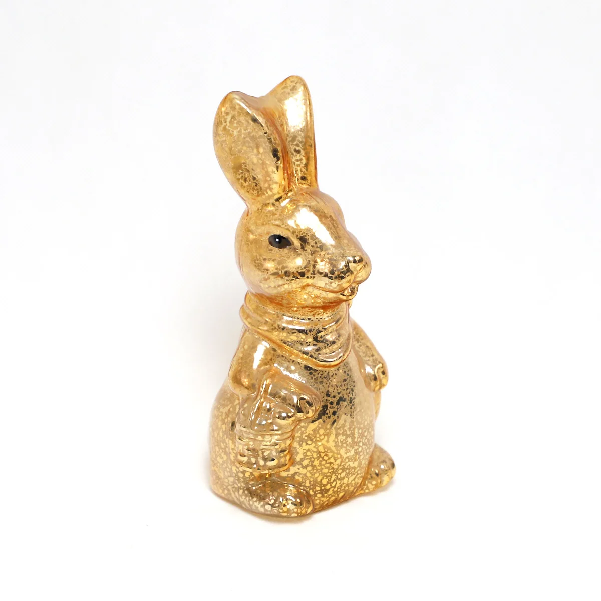 Easter decoration supplier battery operated shiny gold glass bunny with lights