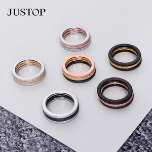 Custom Hot Selling Fashion Korean Stainless Steel Relief Matte Spinner Rings Jewelry for Couples