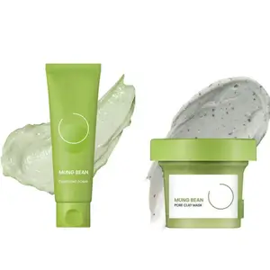 OEM High-quality Cleanse the Pores Mild Refreshing Moisturizing Pore Clay Masking Mung Bean Amino Acid Cleanser