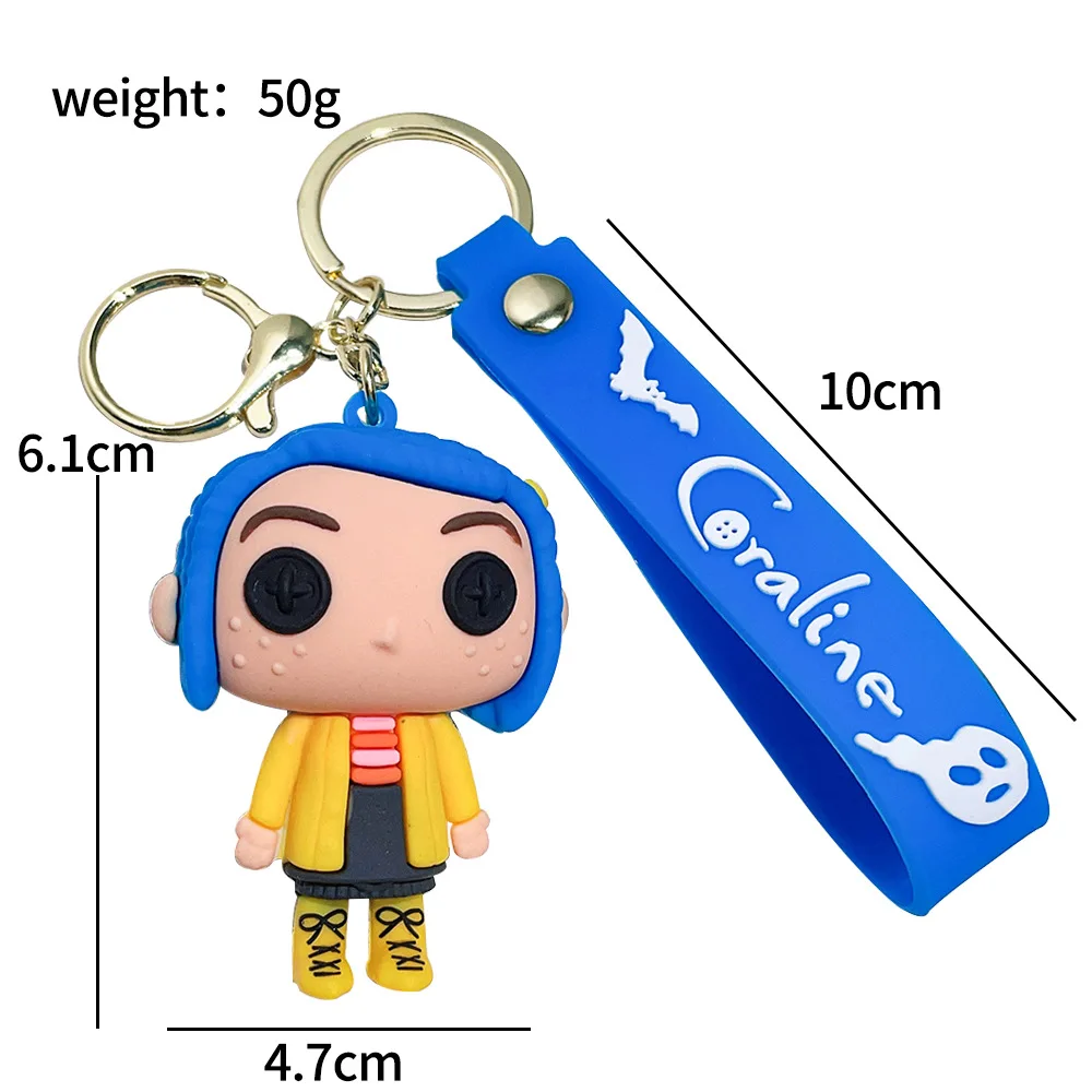 New Cartoon Anime Coraline & The Secret Door Pvc Rubber Keychain ...