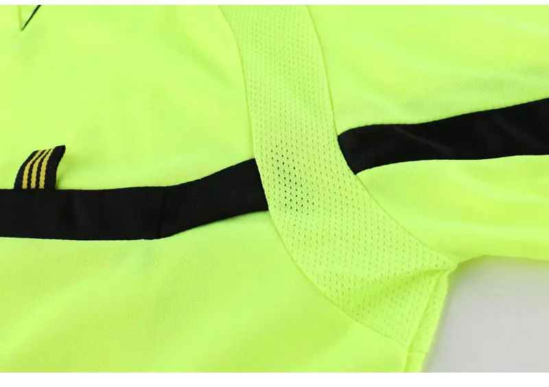 Men Referee Jersey Custom Wholesale Soccer Jersey Set Football Shirt Training Uniform Kit Card Pockets 100% Polyester Blank
