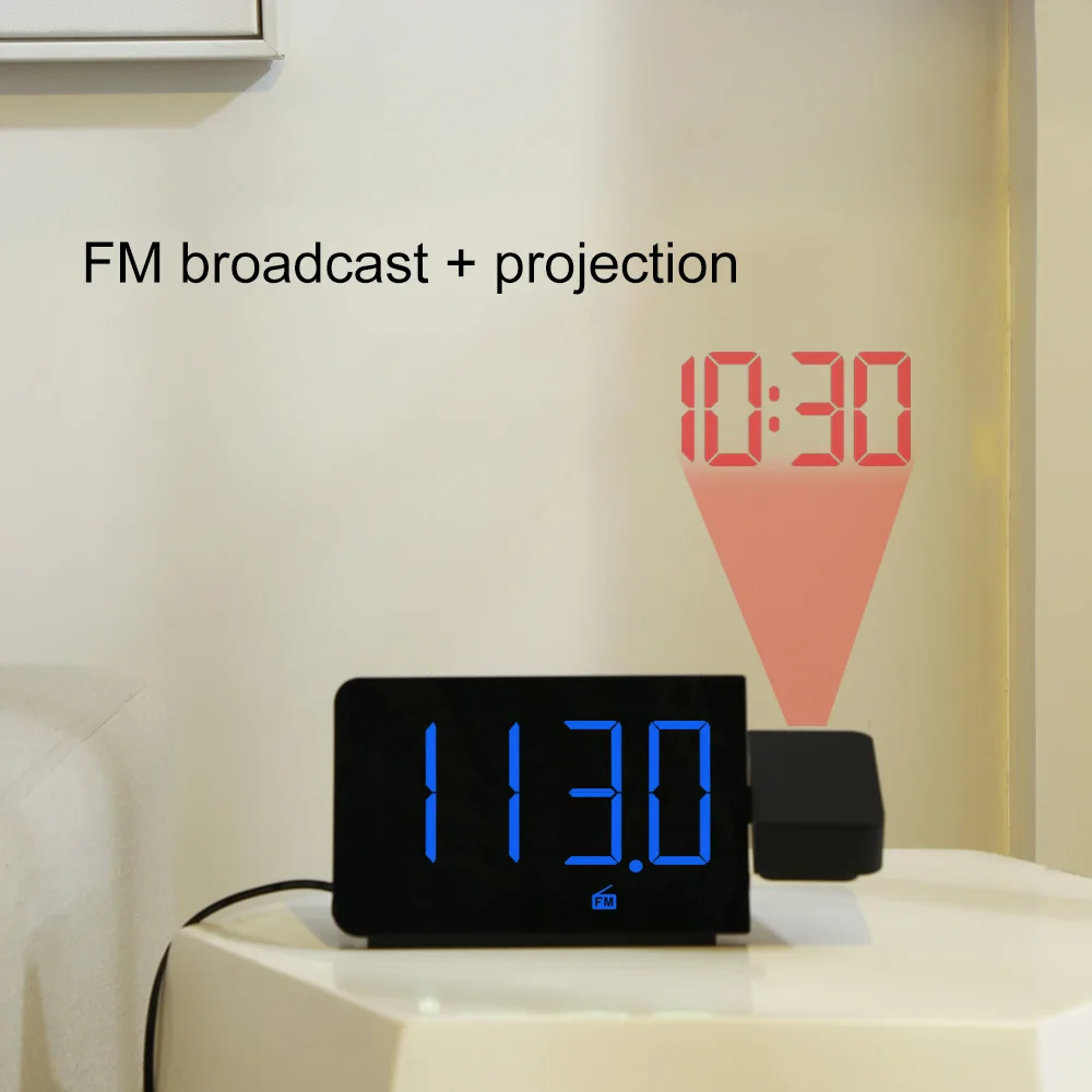 Alarm Clock LED Large Digital Projection Wall Table Snooze FM Radio USB Nightlight Clocks Watch Home Decor Boxing Alarm Cock