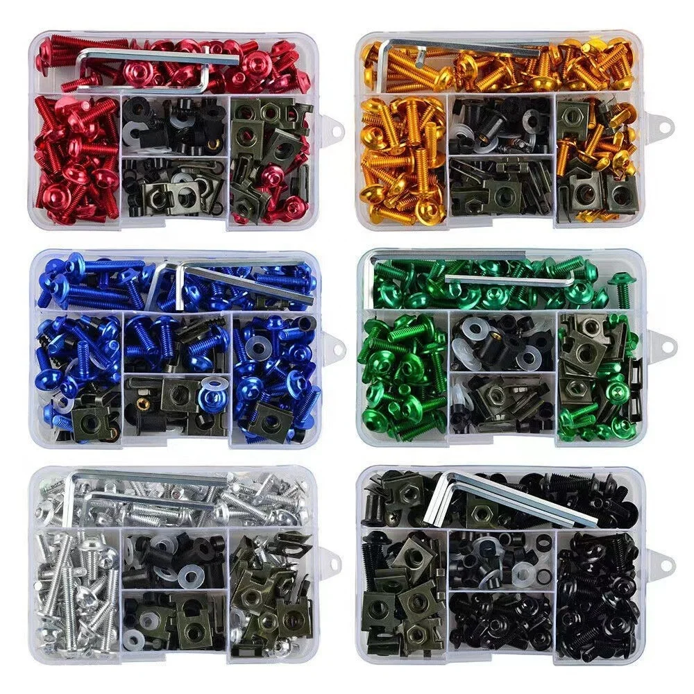 Motorcycle M5 M6 CNC Alloy Fairing Bolts Kit Bodywork Screws Nut 6 colors 183PCS/Set factory