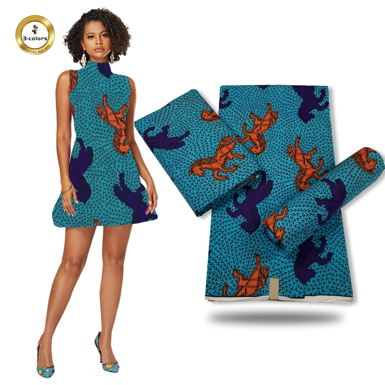 2020 Top Sale African Java Wax Cloth Veritable Polyester Stretch Satin Fabric Printed