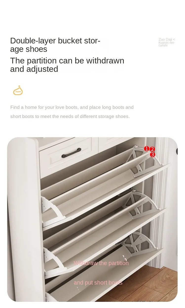 Wooden Shoes Rack Cabinet White Customized Height 128.1cm Shoe Storage ...