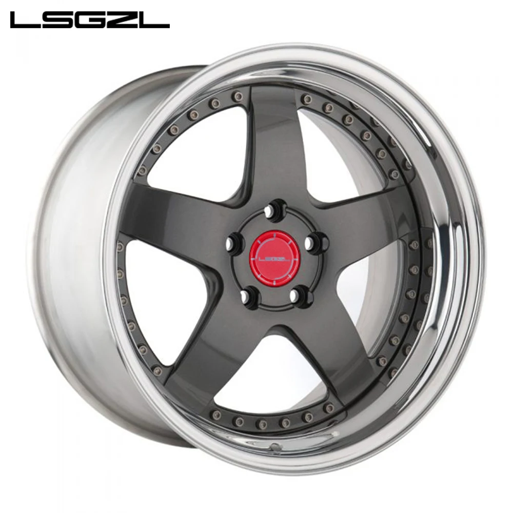 LSGZL3ピース鍛造ホイールコンケーブ5スプリットスポーク合金