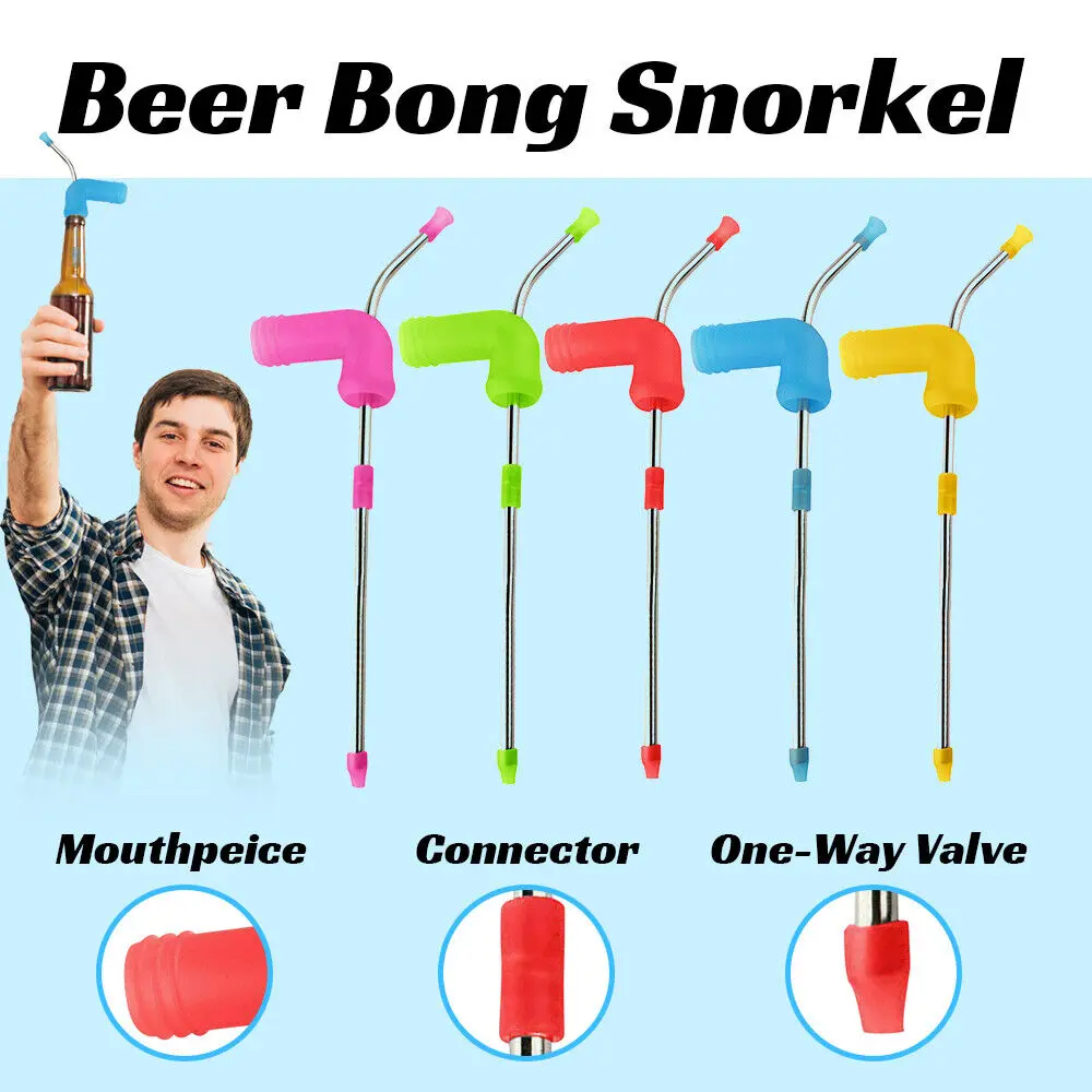 Stainless Steel Drinking Snorkel Party Beer Bong Funnel Beer Dispenser