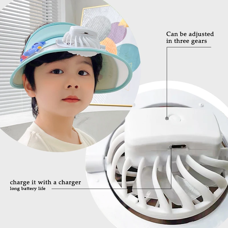 Милые пластыри с мультяшными животными Детские летние солнцезащитные колпачки козырьком охлаждающий Пустой Топ для мальчиков и девочек шляпы вентилятором детей