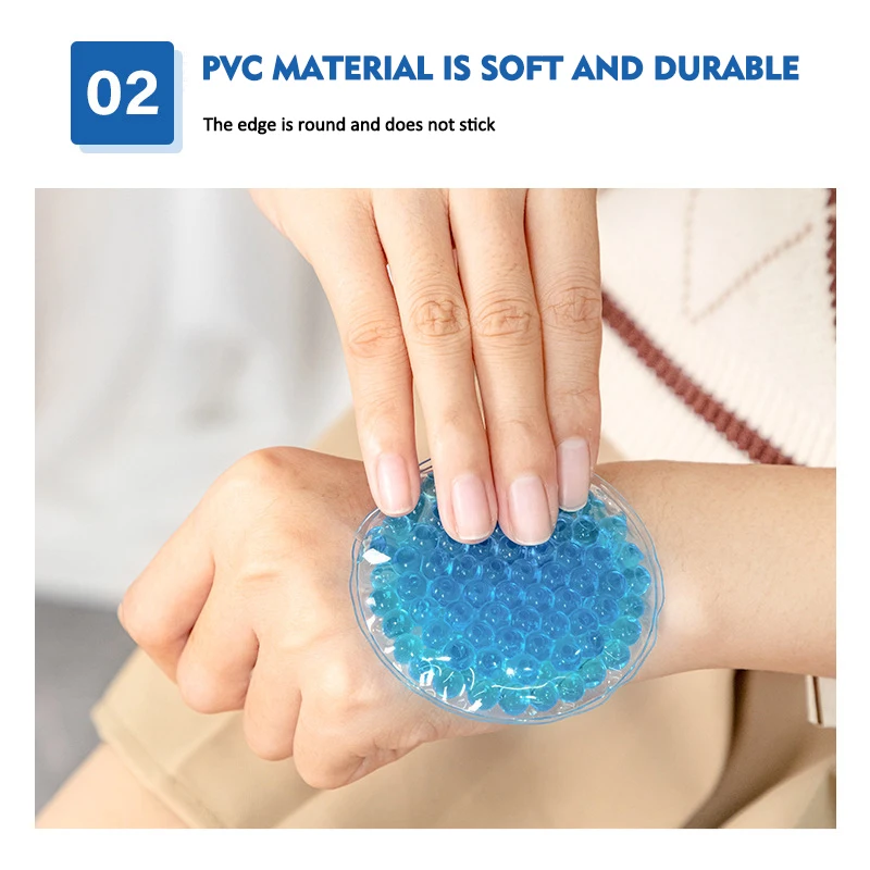 customize round aqua pearls reusable hot and cold compress pack gel ice packs